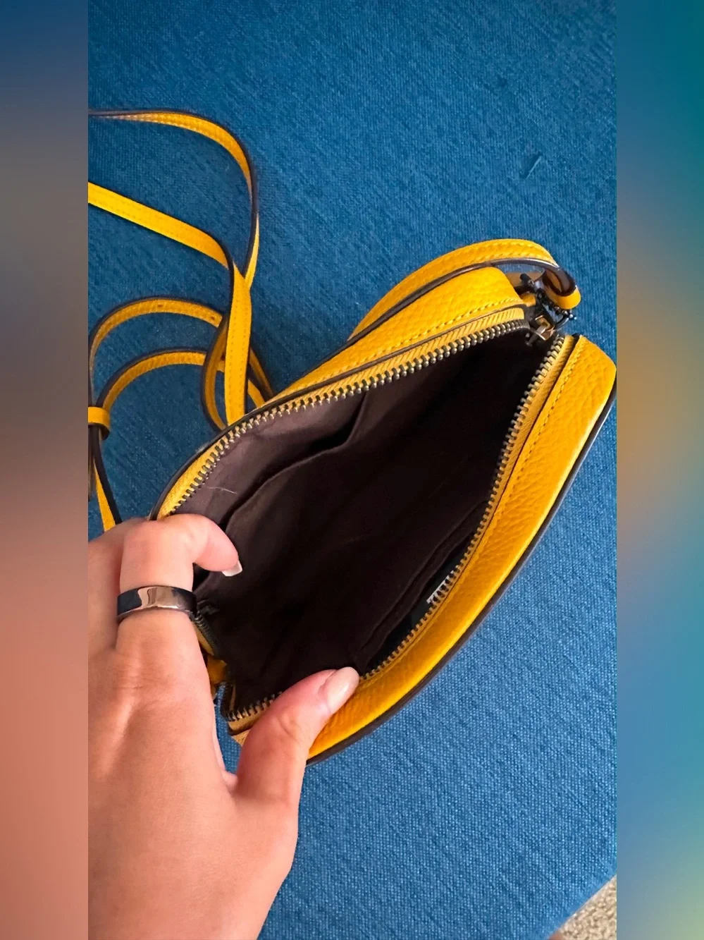 Coach Yellow Pebbled Leather Crossbody Bag